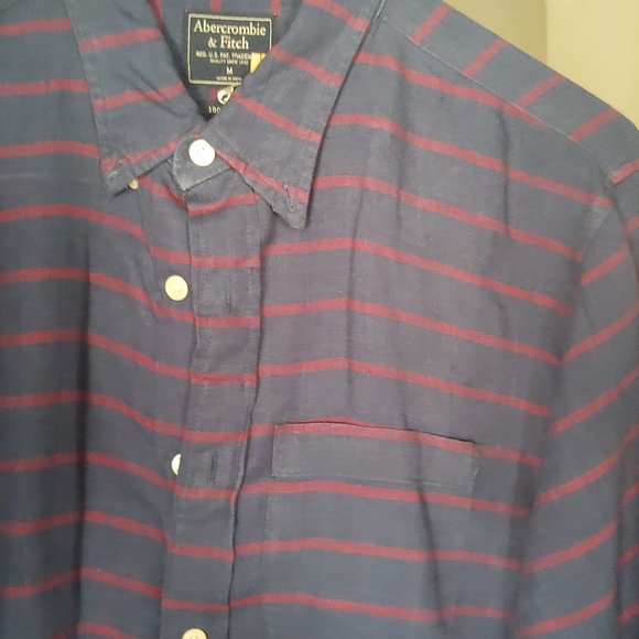 Abercrombie  Mens Size Medium Navy/Red Horizontal Stripe 100%… - Picture 4 of 5